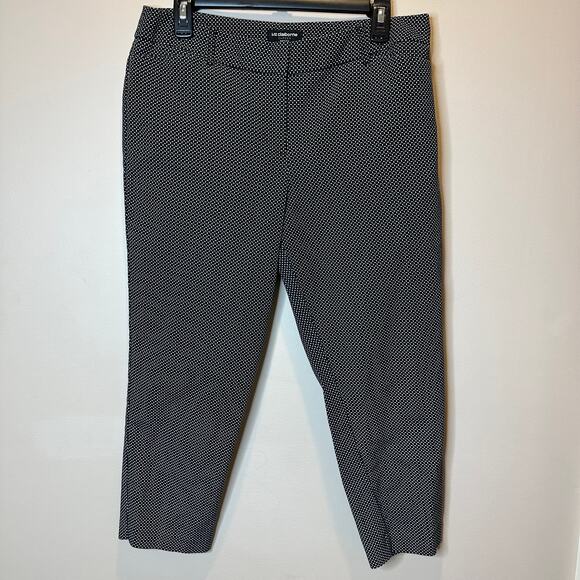 Liz Claiborne Career Emma Classic Black White Print Capris Womens Petite Sz 12P - Picture 1 of 13